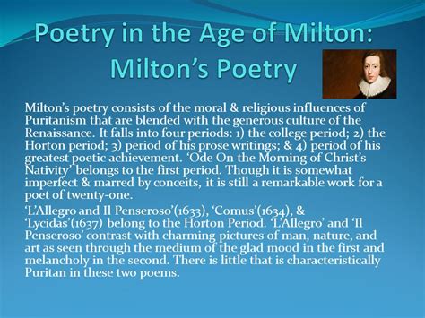 What, According to Milton, Is the Purpose of Poetry? An Examination of His Views on Poetry and Its Function